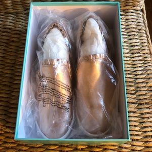 Kate Spade Lilly pink metallic ruffle slip on shoe